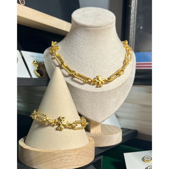 Tory Burch Gold Roxanne Chainlink Necklace AND Bracelet SET!!! - Picture 9 of 11
